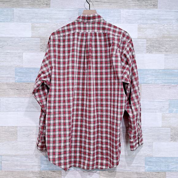 Ralph Lauren Yarmouth Button Down Shirt Red White Plaid Cotton Mens 16.5 34 35 - Picture 3 of 5